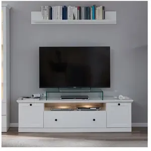 trendteam smart living Meuble TV de salon avec espace de rangement, Matériau en Bois, Blanc, 177 x 49 x 201,5 cm pas cher