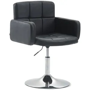 CLP Fauteuil lounge Los Angeles similicuir avec piètement tulipe en métal chromé - Siège Noir pas cher