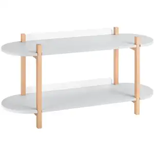 SoBuy Table console sur pied en bois avec 2 étages effet bois gris pas cher