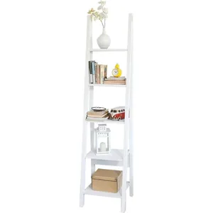 Sobuy - tagère style échelle Bibliothèque - 5 étages Blanc FRG101-W ® pas cher