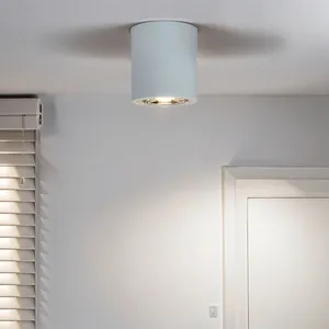 Licht-Erlebnisse Plafonnier d'intérieur blanc au design Bauhaus de forme cylindrique da... pas cher