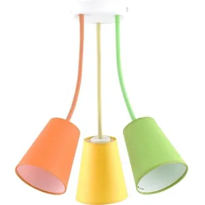LICHT-ERLEBNISSE Suspension d'intérieur Banta multicolore aux couleurs vives avec bras réglables 3xE27 - Orange, jaune, vert pas cher