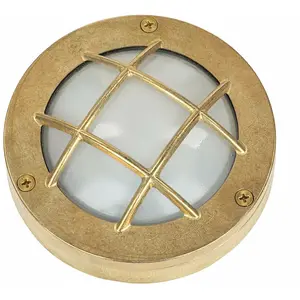 Lampe extérieure murale ø 14 cm G9 IP64 cour jardin verre laiton massi...