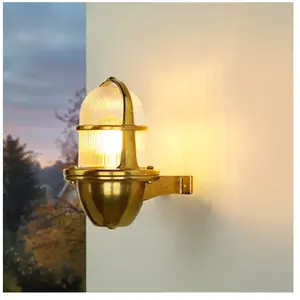 Lampe extérieure mur E27 IP64 cour jardin verre laiton Maritim Appliqu...Vendu paramazon