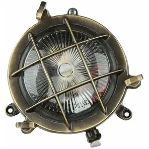 Lampe de bateau murale laiton verre cannelé ø 14 cm IP44 Maritim inoxy...Vendu paramazon