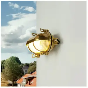 Comparateur de prix : Licht-Erlebnisse Applique extérieure laiton ovale IP64 Maritim Porte d'entrée