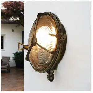 LICHT-ERLEBNISSE Applique d'extérieur Karpahtos cuivrée au design en forme de hublot en... pas cher