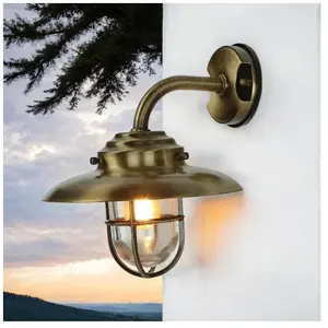 Applique extérieure laiton antique IP64 Maritim lampe extérieure E27 j...