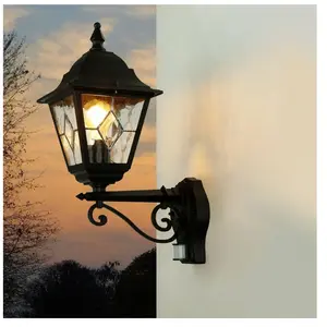 Lampe murale extérieure Détecteur de mouvement E27 Noir Rustique Verre...Vendu paramazon