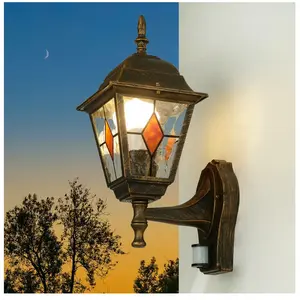 Licht-Erlebnisse Applique d'extérieur de couleur cuivre antique au design rustique en forme de lanterne E27 - Cuivre antique pas cher