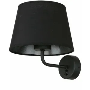 Licht-erlebnisse - Applique avec interrupteur Noir Abat-jour tissu maj... pas cher