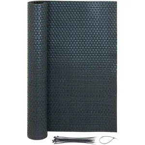 Jardinion - Tapis anti-regards aspect rotin - 0,90 x 5m Anthracite pas cher