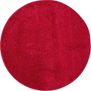 Snapstyle Tapis rond en velours rouge 100x100 cm pas cher