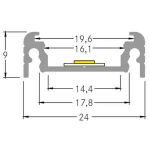 Profilé de montage BRUMBERG hauteur 9 mm longueur 1 m blancVendu parluminaire