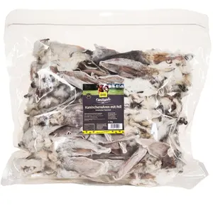 1kg Caniland oreilles de lapin avec fourrure friandises pour chiens