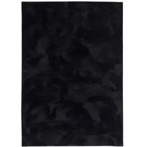 Pergamon Tapis en fausse fourrure uni noir 140x200 cm pas cher