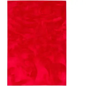 Pergamon Tapis en fausse fourrure uni rouge 200x290 cm pas cher