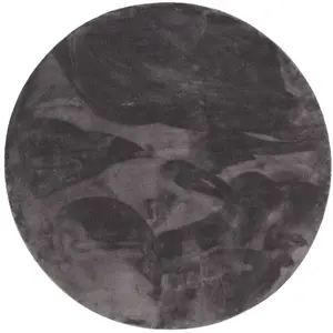 Pergamon Tapis en fausse fourrure rond uni anthracite 160x160 cm pas cher