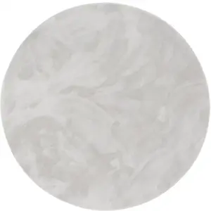 Pergamon Tapis en fausse fourrure rond uni gris 200x200 cm pas cher