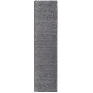 Snapstyle Tapis couloir uni gris 80x400 cm pas cher
