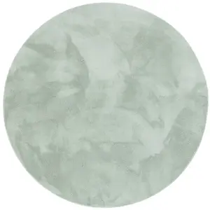 Pergamon Tapis en fausse fourrure rond uni vert 120x120 cm pas cher