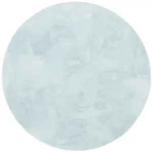 Pergamon Tapis en fausse fourrure rond uni bleu 120x120 cm pas cher