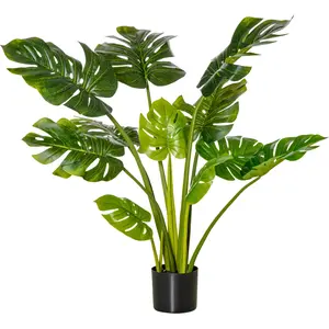 HOMCOM plantes artificielles 110 cm Monstera artificielles en pot Plan... pas cher