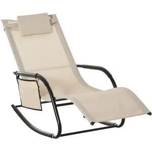 Outsunny Chaise à Bascule Transat de Jardin Fauteuil à Bascule Métal M... pas cher