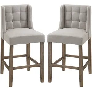 HOMCOM 2er-Set Barhocker avec capitonnage, bois massif, repose-pieds i... pas cher