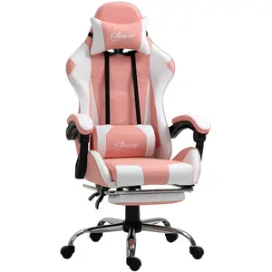 Vinsetto Gaming Stuhl Chaise de Bureau Ergonomique Fauteuil Gamer avec Appui-tête Coussin Lombaire Chaise de Bureau réglable en hauteur Rotative à 360° Mousse Cuir Artifi... pas cher