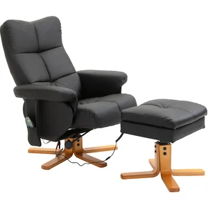 HOMCOM Fauteuil Relax Massagesessel avec Repose-Pieds Rangement Fonction Inclinable TV Sessel 145° d'Inclinaison Polyester Noir 80x86x99cm pas cher
