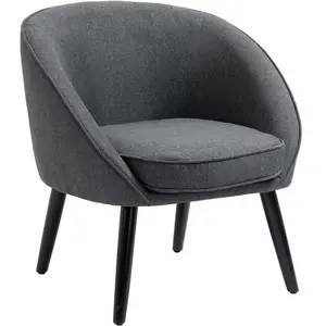 HOMCOM Fauteuil d'Appoint Fauteuil de Salon Chaise Rembourrée pour Salon, Chambre, Salle à Manger, Moderne avec Aspect Lin Bois Gris 71x65x75cm pas cher