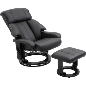 HOMCOM Fauteuil de massage Fauteuil de télévision avec fonction inclinable avec repose-pieds en polyester velouté Noir 76x80x102cm pas cher
