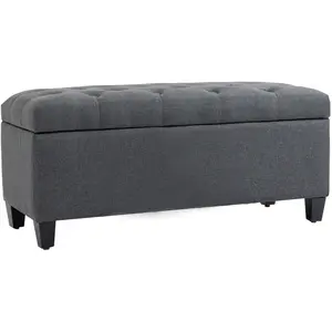 HOMCOM Banc de rangement pouf salon bout de lit coffre de rangement pour salon, chambre, entrée, 100 x 40 x 44 cm, gris foncéVendu paraosom