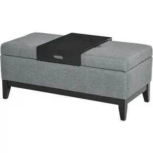 HOMCOM Banc avec Espace de Rangement Banquette Capitonnée Charge 120 kg Banc de Rangement en Mousse pour Salon Chambre Gris foncé 107x50x44cmVendu parcdiscount
