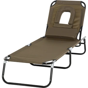 Outsunny Chaise Longue de Jardin Pliante à Trois Pieds avec Fenêtre de... pas cher