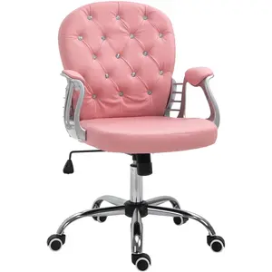 Vinsetto Chaise de Bureau Chaise de Bureau Ergonomique avec Accoudoir Dossier Rembourré Chaise d'Ordinateur en Similicuir Réglable en Hauteur, Rose pas cher