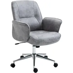 Vinsetto Chaise de Bureau Chaise pivotante réglable en hauteur Chaise de travail ergonomique jusqu'à 120 kg Microfibre Gris clair 67x69x92-102cm pas cher
