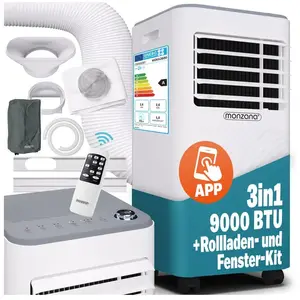 MONZANA® Climatiseur mobile MZKA2600 Tuyau d'évacuation 9000 BTU 4in1 ...Vendu paramazon