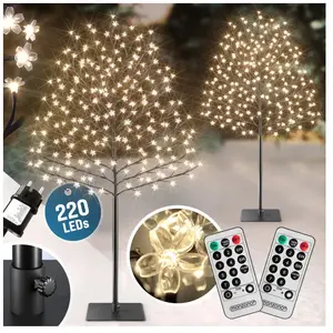 Comparateur de prix : MONZANA® Set de 2 arbres lumineux LED 220 cm Décoration lumineuse de N...