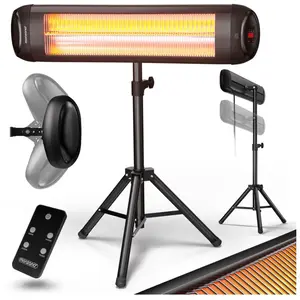 monzana Chauffage radiant infrarouge noir 2500 W avec trépied télécomm...