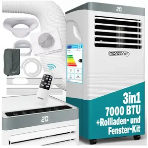 monzana Climatiseur mobile 4 en 1 avec télécommande minuterie Rafraîchisseur d'air Déshumidificateur Ventilateur 7000 BTU/hVendu paramazon
