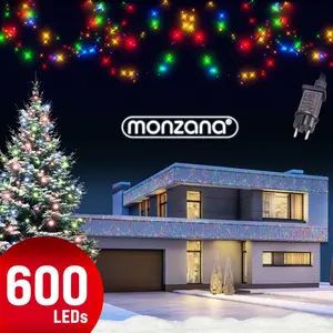Comparateur de prix : Monzana Guirlande lumineuse 600 LED Multicolore illumination intérieur extérieur guirlande de Noël éclairage décoration
