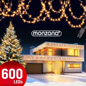 Comparateur de prix : Monzana - Guirlande lumineuse 200/400/600 led illumination intérieur extérieur guirlande de Noël éclairage décoration 60m warmweiß - transparentes