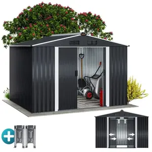GARDEBRUK® Abri de jardin métal XXL 5m² fondation 260x205x180cm porte ... pas cher