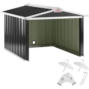 GARDEBRUK Garage robot tondeuse métal résistant intempéries 4 piquets de terre herbe tonte Toit à 2 pentes anthracite