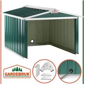 GARDEBRUK Garage robot tondeuse toit à 2 pans métal 86x100x63cm résistante intempéries 4x piquets terre abri carport herbe vertVendu parcdiscount