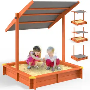 Spielwerk Bac à sable en bois d'épicéa SAMI 120x120cm toit réglable de... pas cher