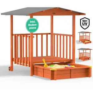 Comparateur de prix : Spielwerk Bac à sable en bois d'épicéa MERLE 130x143cm aire de jeux ca...