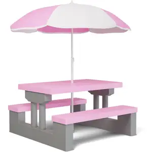 Comparateur de prix : SPIELWERK Salon de jardin pour enfants Gris Rose ensemble 1 table 2 ba...